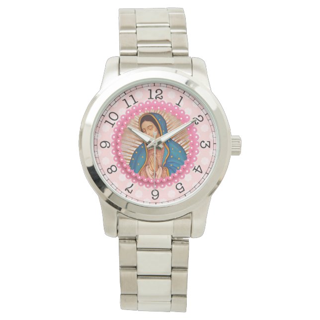 Onze dame van Guadalupe roze rozen Horloge (Voorkant)