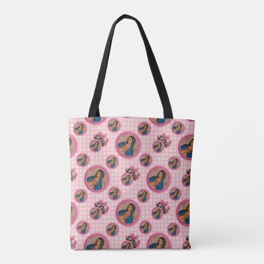 Onze dame van Guadalupe roze rozen Tote Bag (Achterkant)