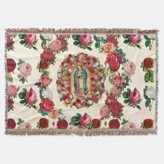 Onze dame van Guadalupe Rozen Potpourri Deken (Voorkant)