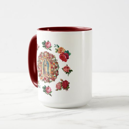 Onze dame van Guadalupe Rozen Potpourri Mok (Voorkant links)