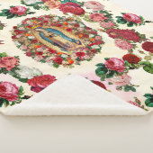 Onze dame van Guadalupe Rozen Potpourri Sherpa Deken (3/4)