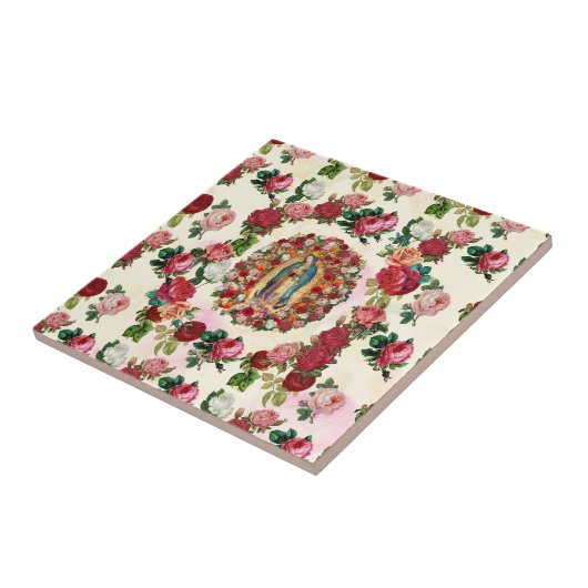 Onze dame van Guadalupe Rozen Potpourri Tegeltje (Zijkant)