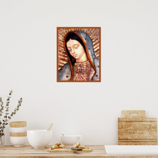Onze dame van Guadalupe Tilma Virgin Mary Bust Poster (Keuken)
