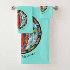 Onze dame van Guadalupe Turquoise Bad Handdoek