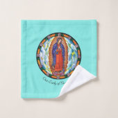 Onze dame van Guadalupe Turquoise Bad Handdoek (Wasdoekje)
