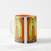 onze dame van guadalupe tweekleurige koffiemok (Voorkant links)