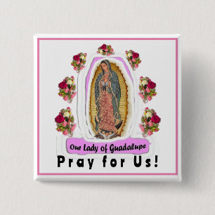 Onze dame van Guadalupe Vierkante Button 5,1 Cm