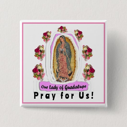 Onze dame van Guadalupe Vierkante Button 5,1 Cm (Voorkant)