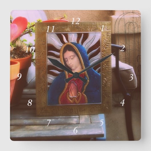 Onze Dame van Guadalupe Vierkante Klok (Voorkant)