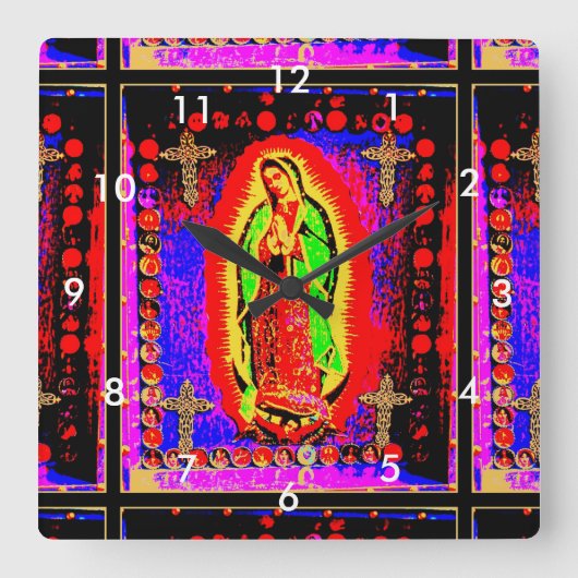 Onze dame van Guadalupe Vierkante Klok (Voorkant)