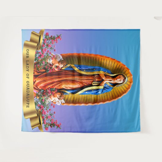 Onze dame van Guadalupe Wandkleed (Voorkant (horizontaal))