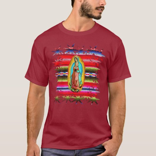 Onze dame van Guadalupe Zarape Maagd Maria katholi T-shirt (Voorkant)