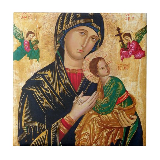 Onze Dame van het Perpetual Help Icon Virgin Mary  Tegeltje (Voorkant)