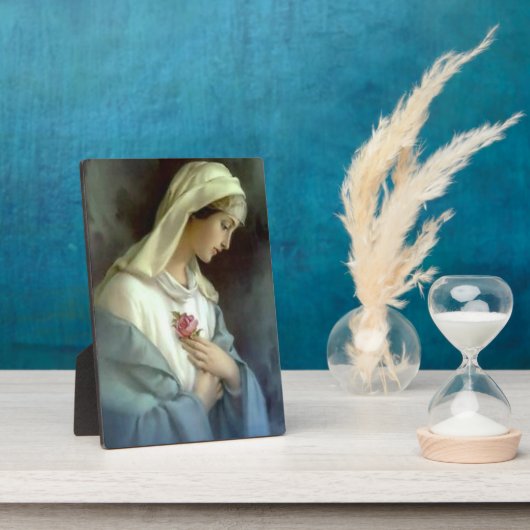 Onze Dame van het Roos Roze Bloemblauw Mantle Fotoplaat (Zijkant)