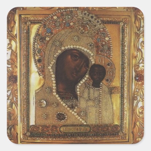 Onze dame van Kazan Vierkante Sticker (Voorkant)