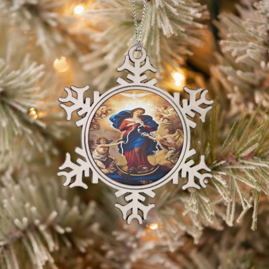 Onze dame van Knots van Litany Lane Tin Sneeuwvlok Ornament (Boom)