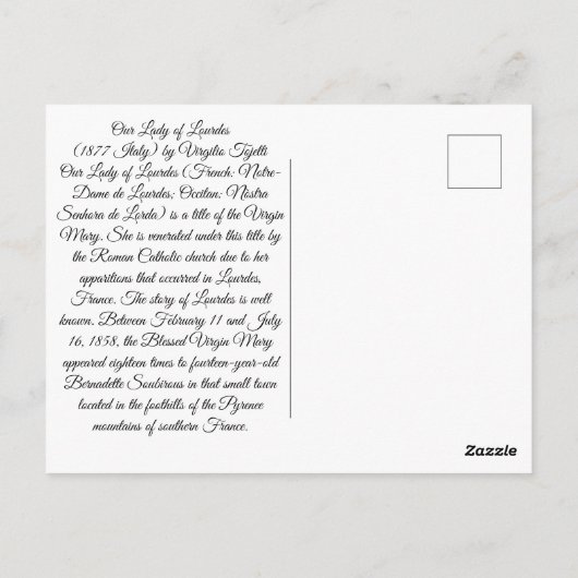 Onze dame van Lourdes Briefkaart (Achterkant)