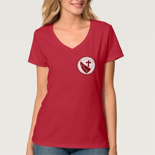 Onze dame van Lourdes Dames Hanes Vnek Logo T-shirt (Voorkant)