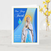 Onze dame van Lourdes Feast Day One Drop and Faith Kaart (Gele Bloem)
