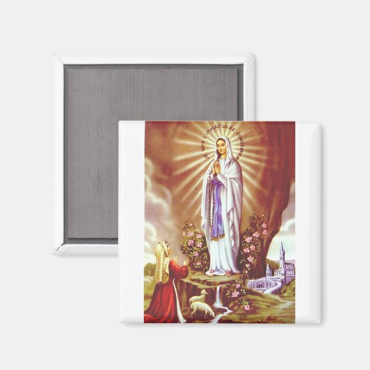 Onze dame van Lourdes Magneet (Voorkant / Achterkant)