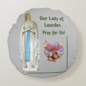 Onze dame van Lourdes Rond Kussen (Voorkant)