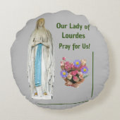 Onze dame van Lourdes Rond Kussen (Achterkant)