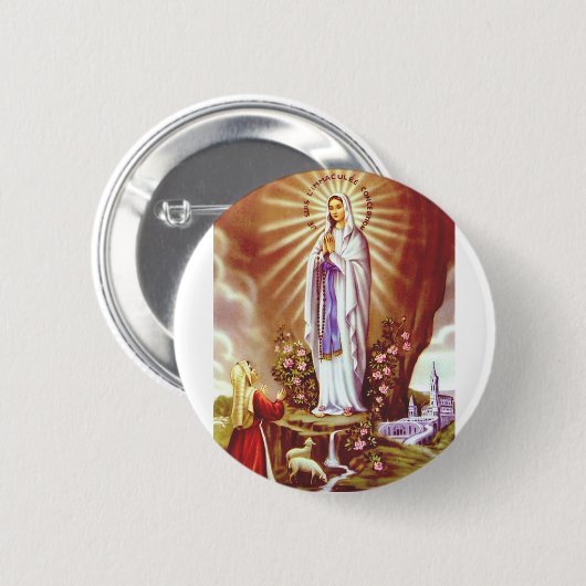 Onze dame van Lourdes Ronde Button 5,7 Cm (Voorkant /achterkant)