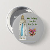 Onze dame van Lourdes Ronde Button 7,6 Cm (Voorkant /achterkant)