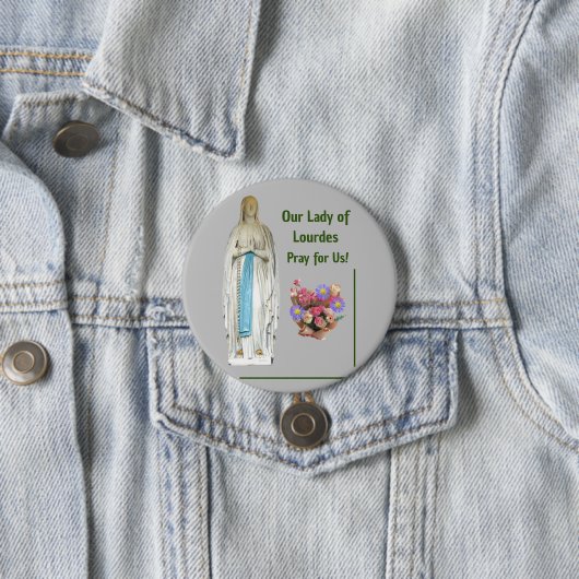 Onze dame van Lourdes Ronde Button 7,6 Cm (In situ)