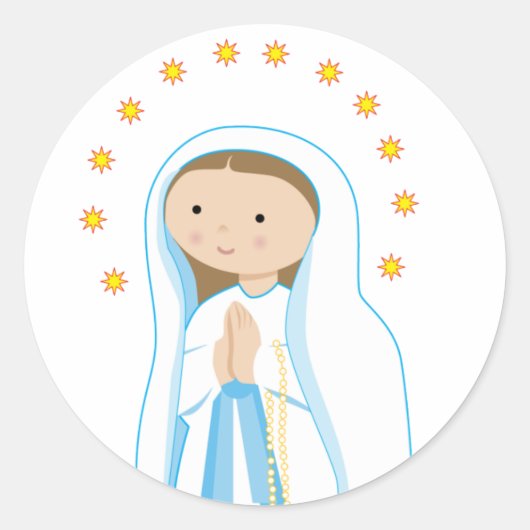 Onze dame van Lourdes Ronde Sticker (Voorkant)
