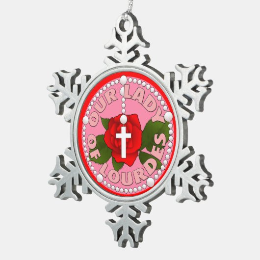 Onze dame van Lourdes Tin Sneeuwvlok Ornament (Rechts)