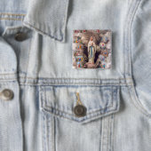 Onze dame van Lourdes Vierkante Button 5,1 Cm (In situ)