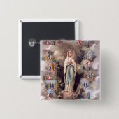 Onze dame van Lourdes Vierkante Button 5,1 Cm (Voorkant /achterkant)