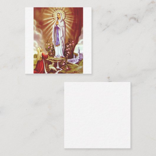 Onze dame van Lourdes Vierkante Visitekaartje (Voorkant / Achterkant)