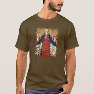 Onze dame van Mercy Maagd Mary onder haar mantel T-shirt