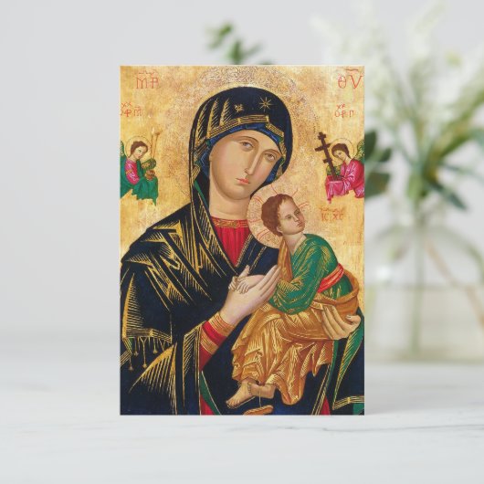 Onze Dame van Perpetual help Maagd Mary Icon Rusla Bedankkaart (Staand voorkant)