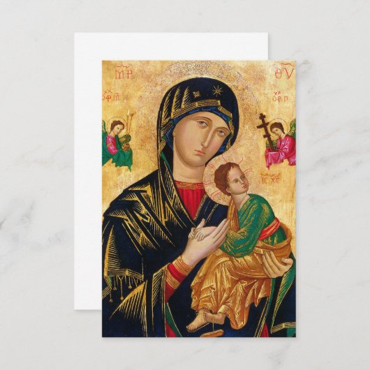 Onze Dame van Perpetual help Maagd Mary Icon Rusla Bedankkaart (Voorkant / Achterkant)