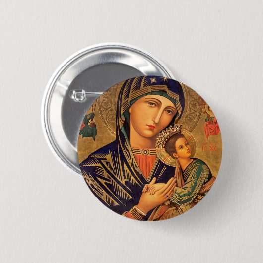 Onze Dame van Perpetual Help Ronde Button 5,7 Cm (Voorkant /achterkant)