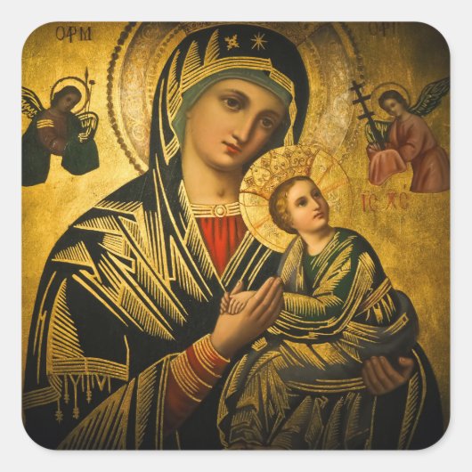 Onze Dame van Perpetual Help Vierkante Sticker (Voorkant)