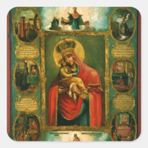 Onze dame van Pochaev Vierkante Sticker