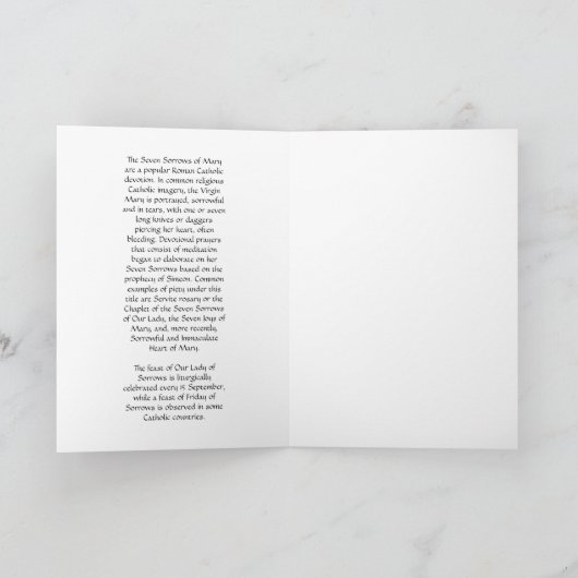 Onze dame van Sorrows Kaart (Binnen)