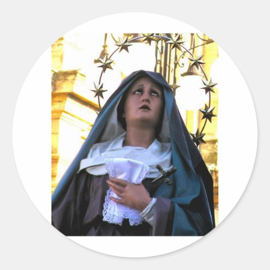 Onze dame van Sorrows Ronde Sticker (Voorkant)