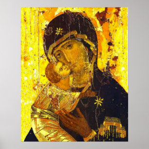 Onze dame van Vladimir Maagd Mary Icon Poster