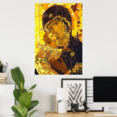 Onze dame van Vladimir Maagd Mary Icon Poster (Thuiskantoor)