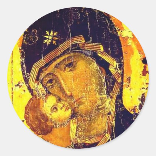 Onze dame van Vladimir Ronde Sticker (Voorkant)