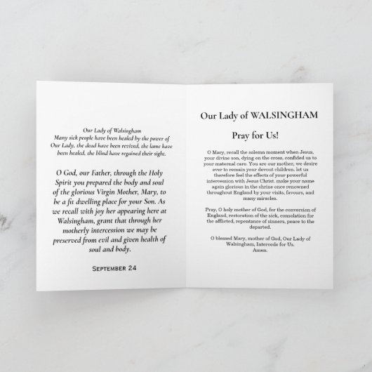 Onze dame van Walsingham Kaart (Binnen)