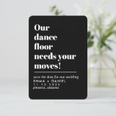 Onze Dansvloer Grappige Citaat Huwelijk Save The Date (Staand voorkant)