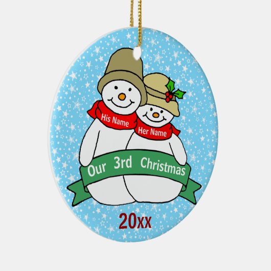 Onze derde kerst keramisch ornament (Rechts)