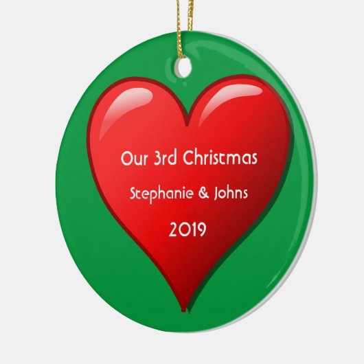 Onze derde kerst samen met Cute Red Heart 2019 Keramisch Ornament (Links)