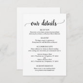 Onze Details, Rustieke Huwelijksscript Informatiekaartje (Voorkant / Achterkant)